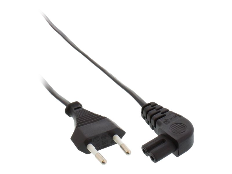 InLine - Stromkabel - Eurostecker (M) bis IEC 60320 C7 gewinkelt - 10 m - Schwarz