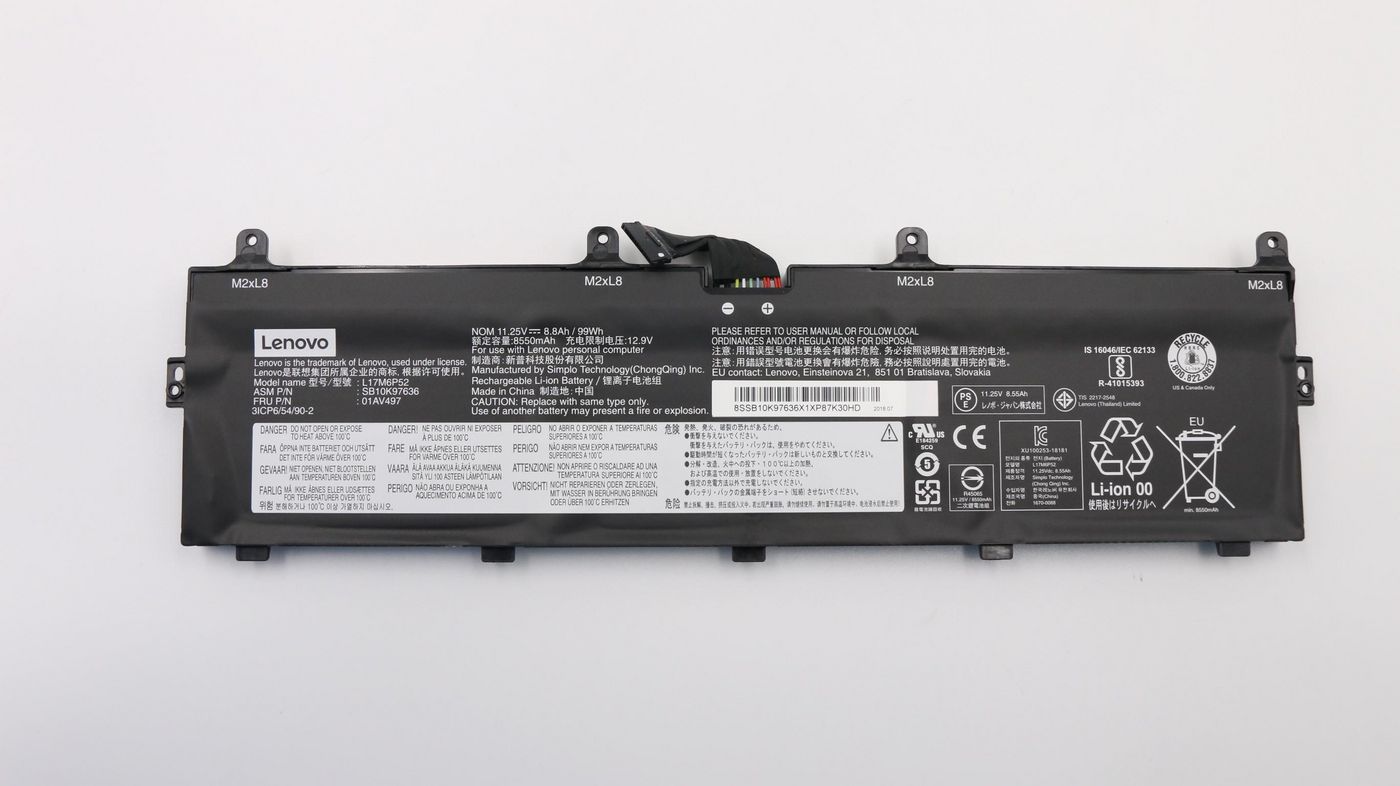Lenovo 6-cell Lithium-ion battery, 99Wh capacity, 11.4V voltage, compatible with Lenovo ThinkPad P72 and P73 laptops