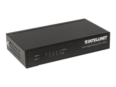 Intellinet 5-Port Gigabit Ethernet PoE+ Switch
4 x PSE Ports
IEEE 802.3at/af Power over Ethernet (PoE+/PoE) Compliant
60 W
Desktop - Switch - 5 AnschlÃ¼sse