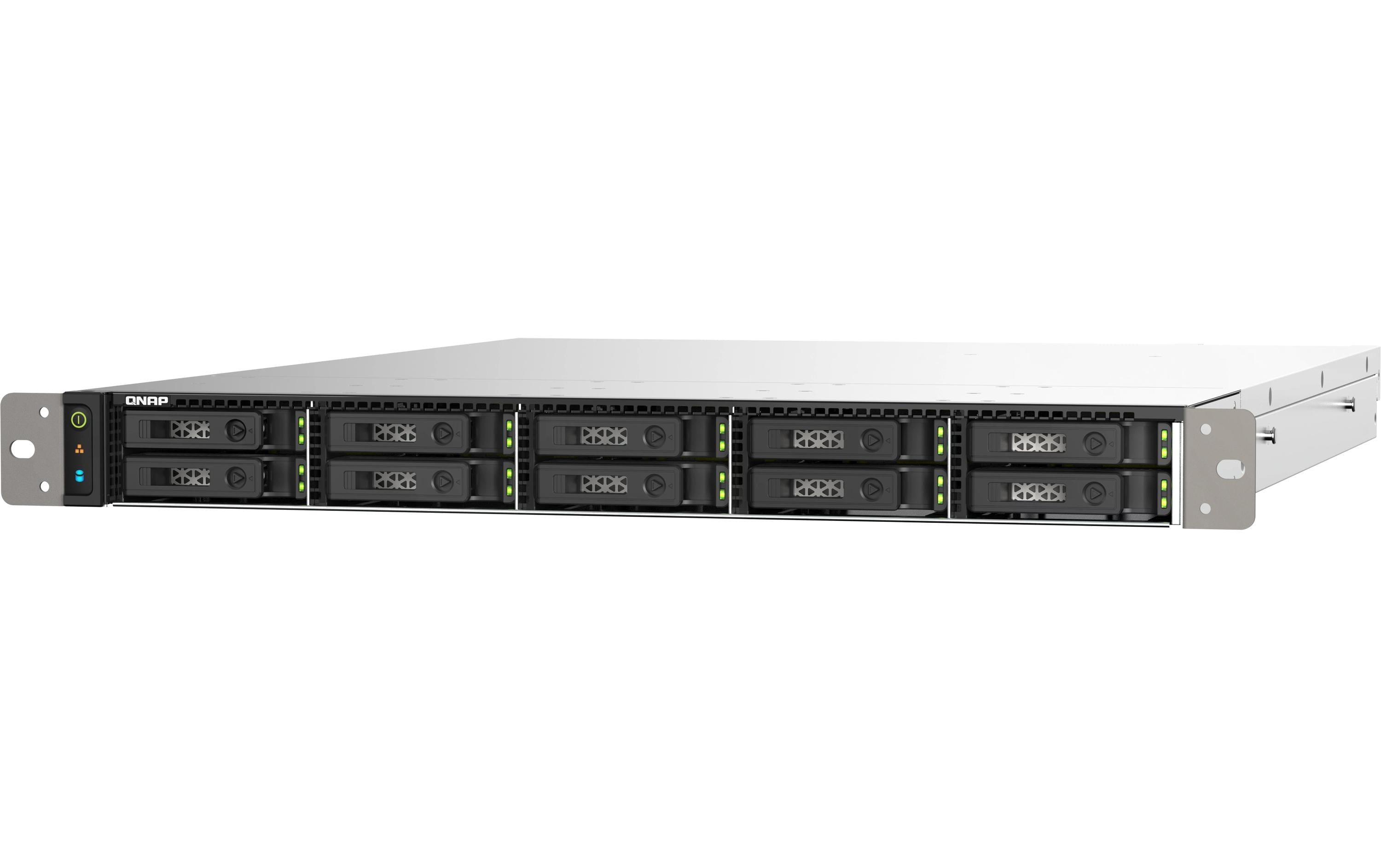QNAP TS-h1090FU - NAS-Server - 10 Schächte - Rack - einbaufähig - SATA 6Gb/s / PCIe (NVMe) / U.2 - RAID 0, 1, 5, 6, 10, 50, JBOD, 60 - RAM 64GB - 25 Gigabit Ethernet / 2,5 Gigabit Ethernet - iSCSI Support - 1U (TS-H1090FU-7232P-64G)
