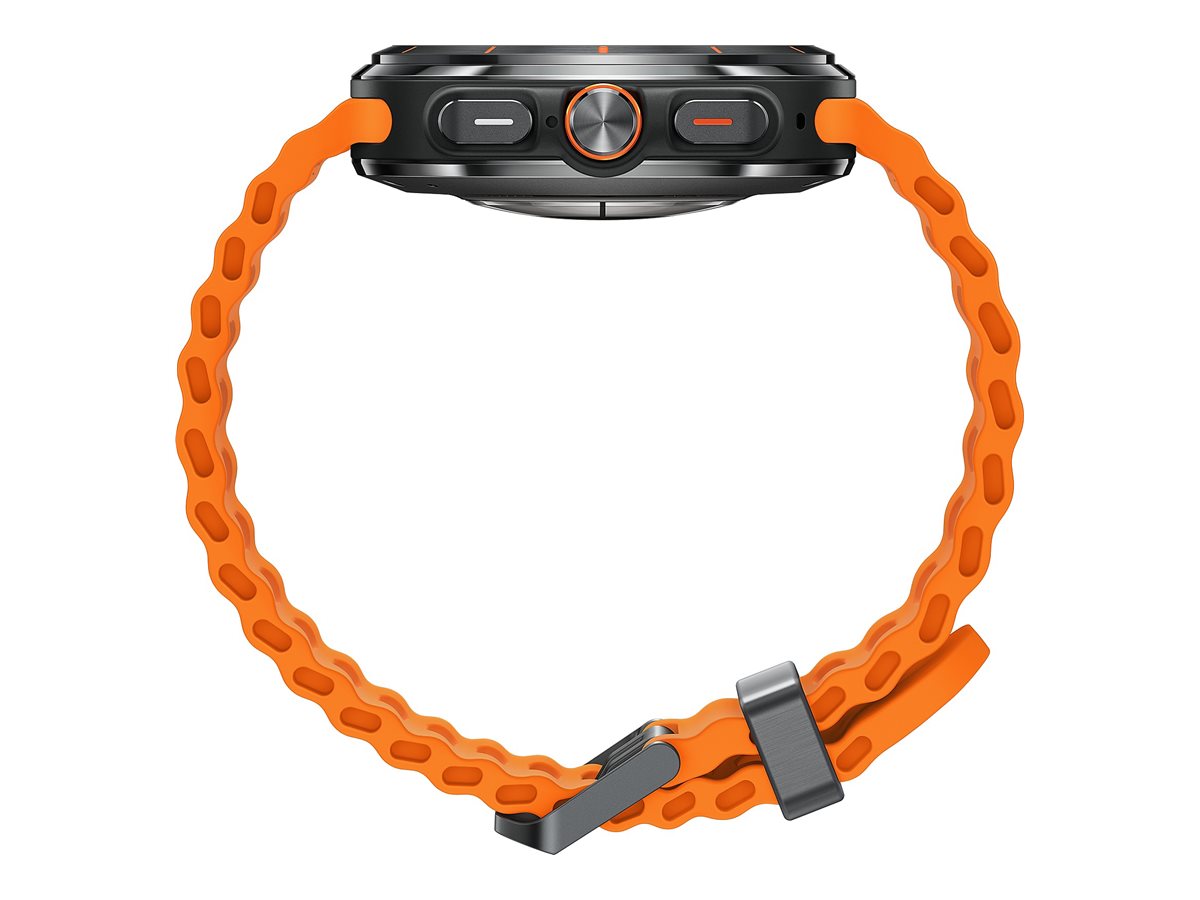 Samsung Galaxy Watch Ultra - 47 mm - titanfarben grau - intelligente Uhr mit Marineband - Gummi - Orange - Bandgröße: S/M/L - Anzeige 3.73 cm (1.5") (SM-L705FZA2DBT)