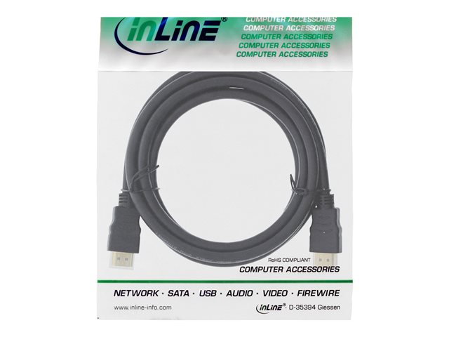 InLine High Speed Premium - HDMI-Kabel mit Ethernet - HDMI männlich zu HDMI männlich - 2 m - Dreifachisolierung - Schwarz