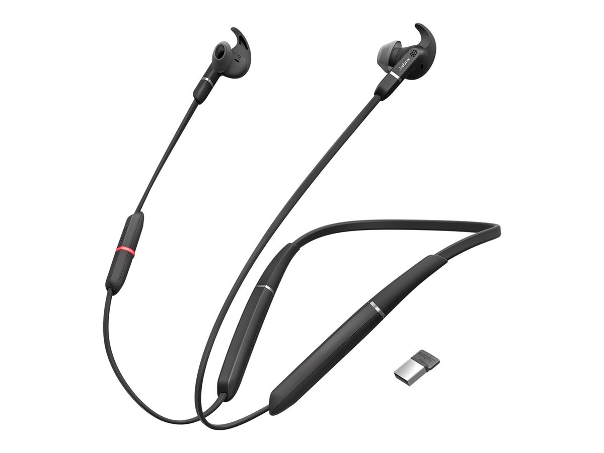 Jabra Evolve 65e MS - Ohrhörer mit Mikrofon - im Ohr - hinter dem Nacken angebracht - Bluetooth - kabellos - USB - Geräuschisolierung
