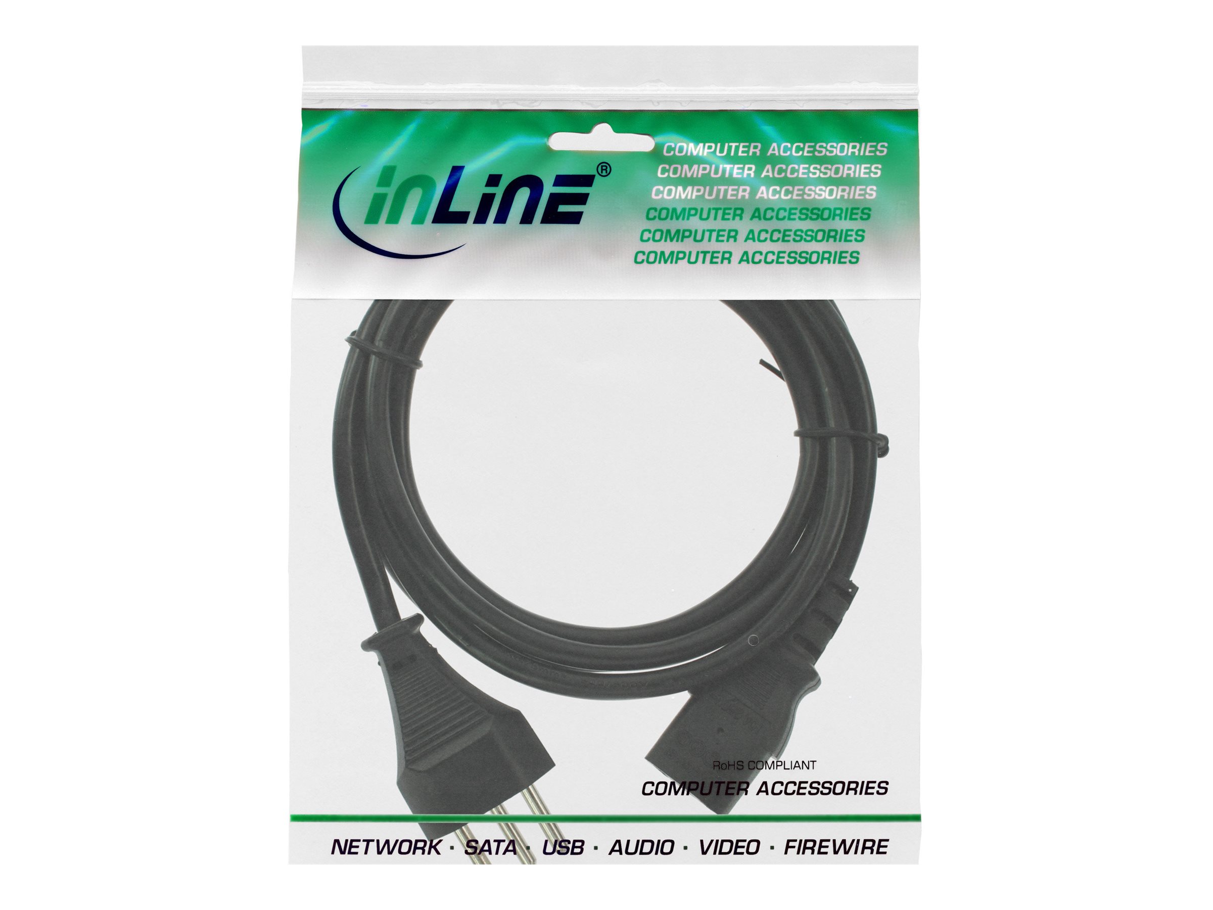 InLine - Stromkabel - SEV 1011 (S) bis IEC 60320 C13 - 250 V - 10 A - 3 m - Schwarz - Schweiz