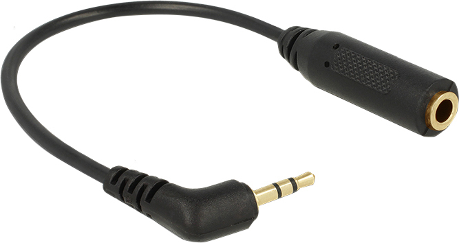 Delock - Kopfhöreradapter - 4-poliger Mini-Stecker weiblich zu Stereo Mikro-Stecker männlich gewinkelt - 17 cm - Schwarz