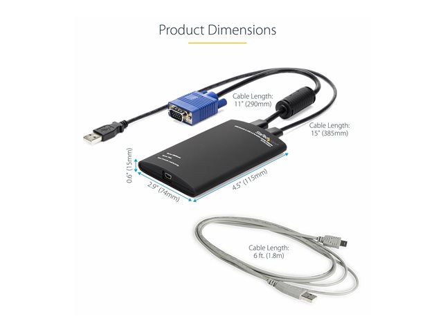 StarTech.com Tragbarer KVM Konsolen auf USB 2.0 Laptop Adapter - KVM-Switch - 1 Anschlüsse
