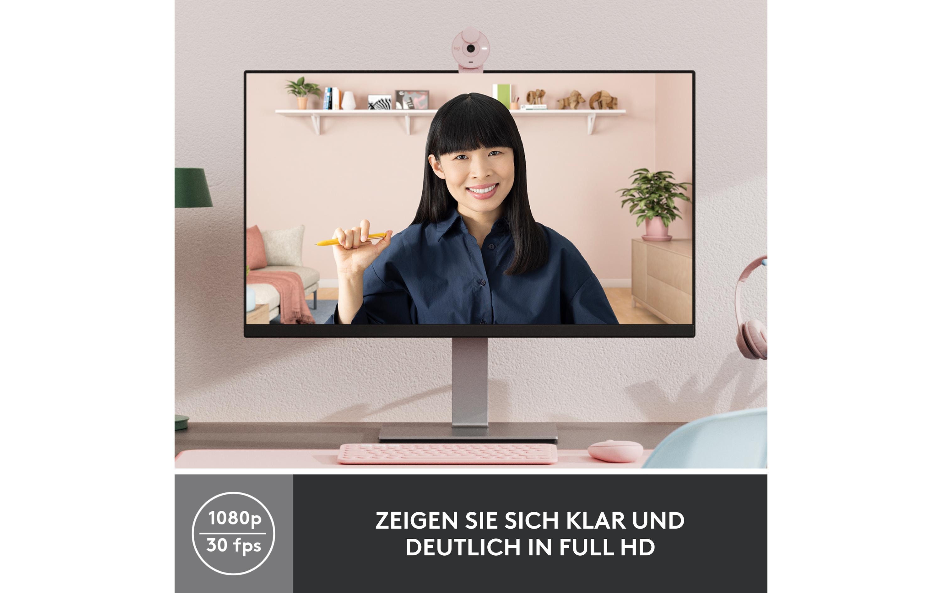 Logitech BRIO 300 - Webcam - Rose - 2 MP - 1920 x 1080 - 1080p, 720p - Audio - USB-C