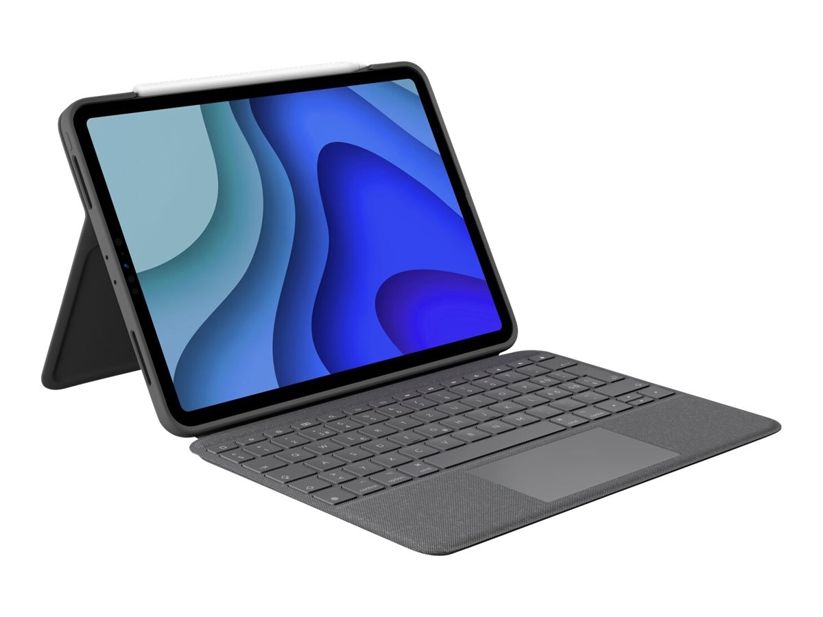 Logitech Folio Touch - Tastatur und Foliohülle - mit Trackpad - QWERTZ - Schweiz - Oxford Gray Eingabegerät