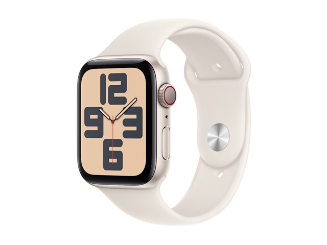 Apple Watch SE GPS + Cellular 44mm Starlight Aluminium Case mit Starlight Sport Band - S/M (MXGT3QF/A)