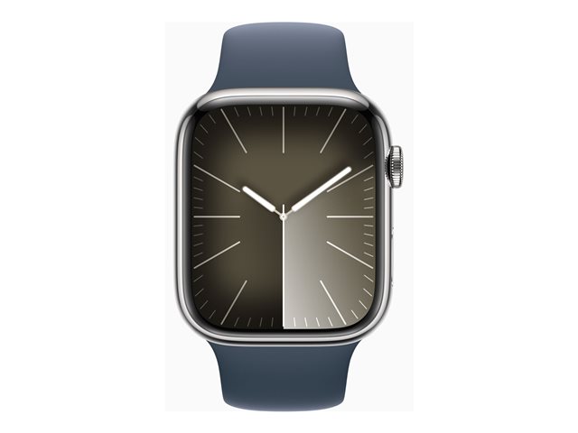 Apple Watch Series 9 (GPS + Cellular) - Silver Edelstahl - intelligente Uhr mit Sportband - Storm Blue - 64 GB