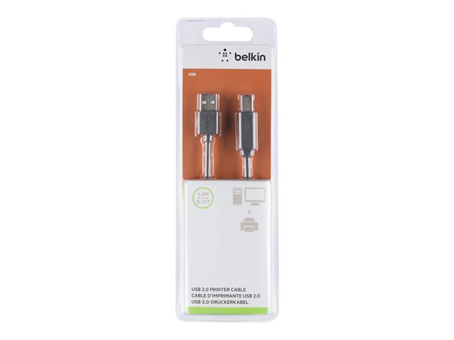 Belkin Premium Printer Cable - USB-Kabel - USB Typ B (M) bis USB (M) - USB 2.0 - 4.8 m - geformt