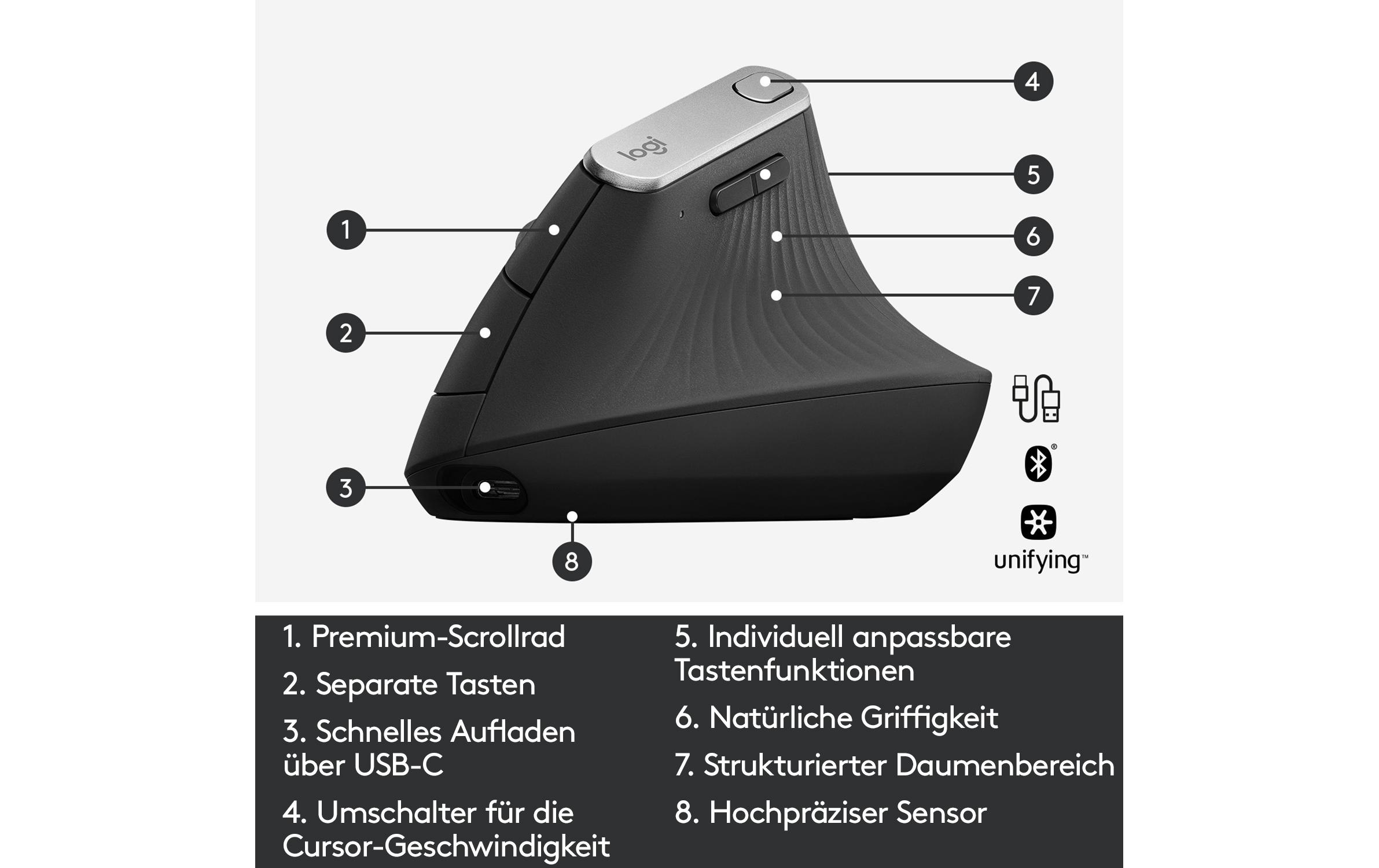 Logitech Ergonomische Maus MX Vertical