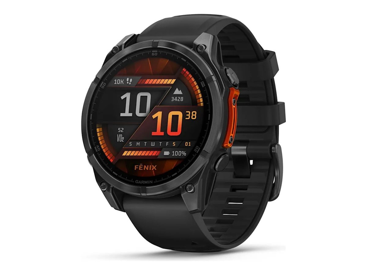 Garmin Fenix 8 - 47 mm - Slate Gray - Sportuhr mit Band - Silikon - schwarz - Handgelenkgröße: 125-208 mm - Anzeige 3.556 cm (1.4") - 32 GB - Bluetooth, Wi-Fi, ANT+ - 80 g