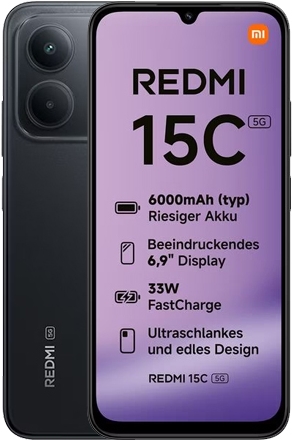 Xiaomi Redmi 15C 5G Dual Sim 4GB RAM, 128GB, Midnight Black
