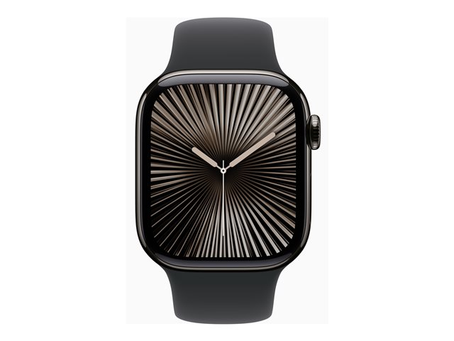 Apple Watch Series 10 GPS + Cellular 42mm Slate Titanium Case mit Black Sport Band - M/L (MWXH3QF/A)