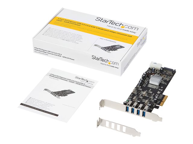 StarTech.com 4 Port USB 3.0 SuperSpeed PCI Express Schnittstellenkarte mit 4 5Gb/s Kanälen und UASP - SATA/LP4 Strom - USB-Adapter - PCIe x4 - USB 3.0 x 4