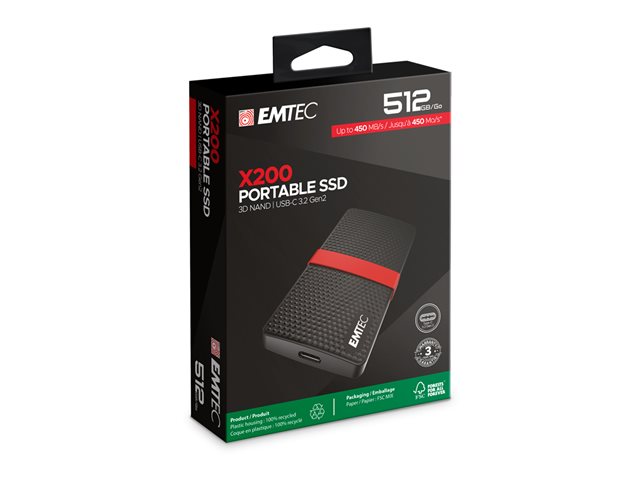 EMTEC SSD Power Plus X200 - SSD - 512 GB - USB 3.2 Gen 1