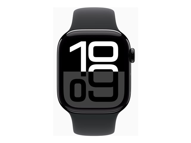 Apple Watch Series 10 GPS 42mm Jet Black Aluminium Case mit Black Sport Band - S/M (MWWE3QF/A)