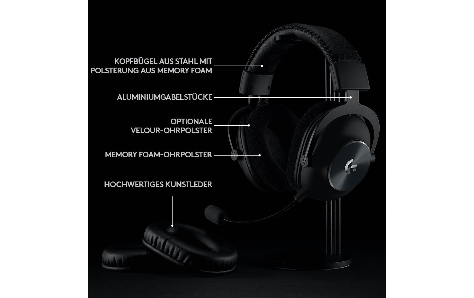 Logitech G Pro X - Headset - ohrumschließend - LIGHTSPEED - kabellos - Geräuschisolierung