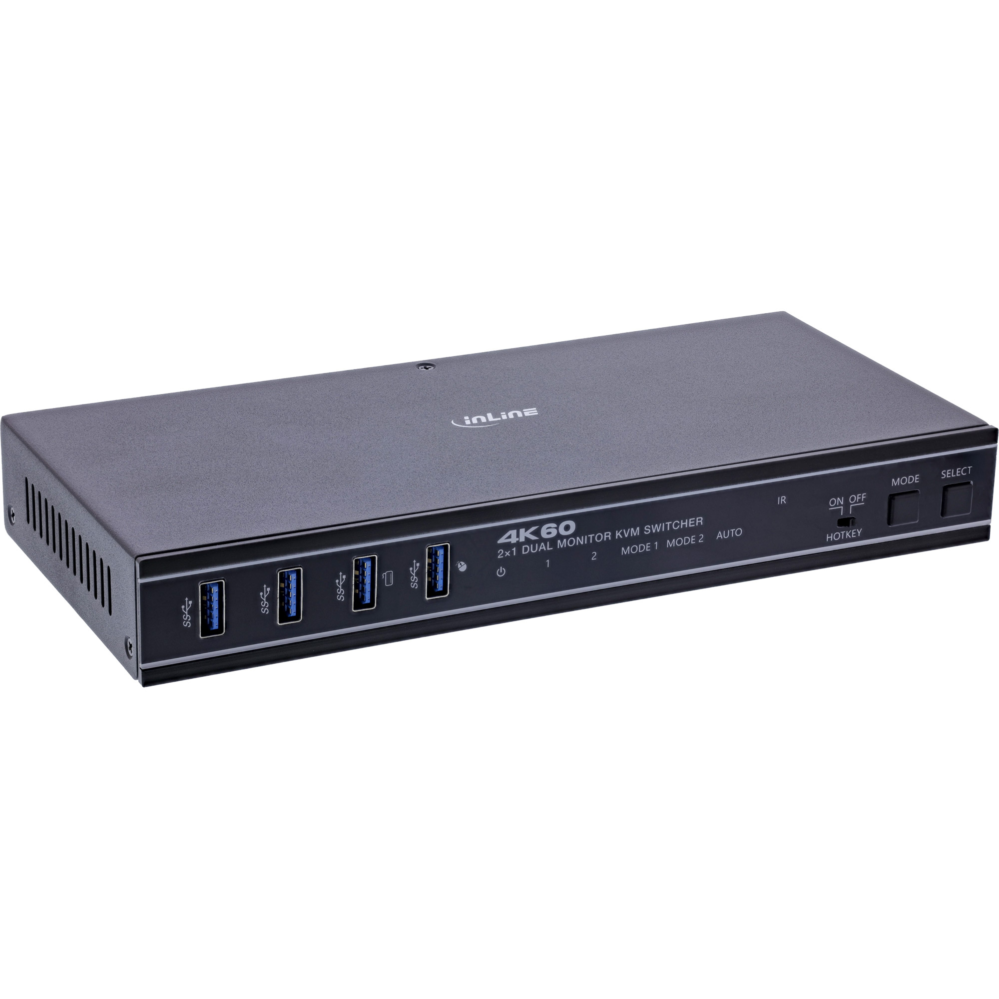 InLine KVM Switch - 2-fach - HDMI & DP - Dual Monitor - 4K60Hz - USB Hub - schwarz - HDMI-Eingang - DisplayPort - HDMI - 3.5mm Klinkenstecker - RS-232