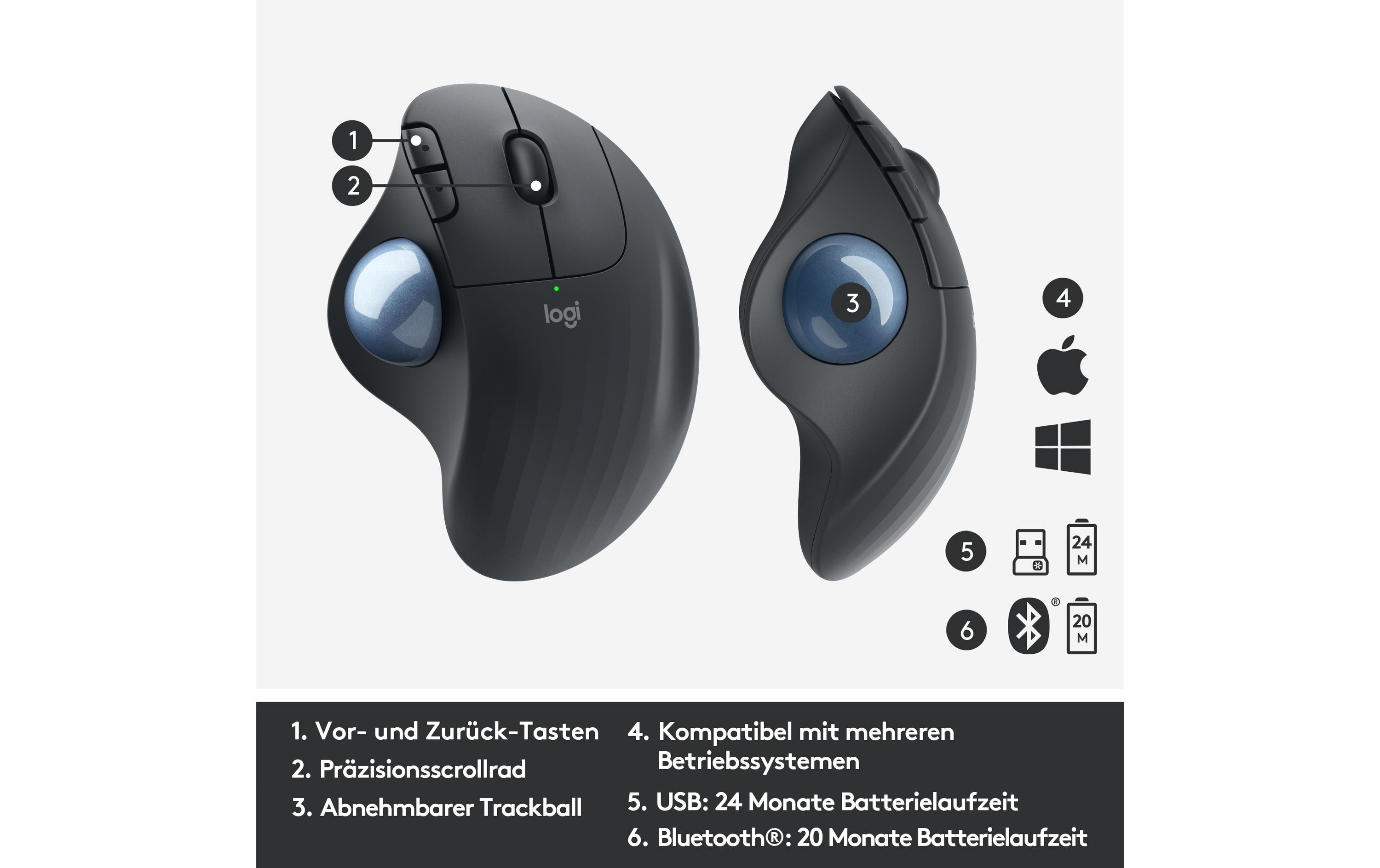 Logitech Ergo Series ERGO M575 - Trackball - Bluetooth 5.0 LE
2.4 GHz - Graphite