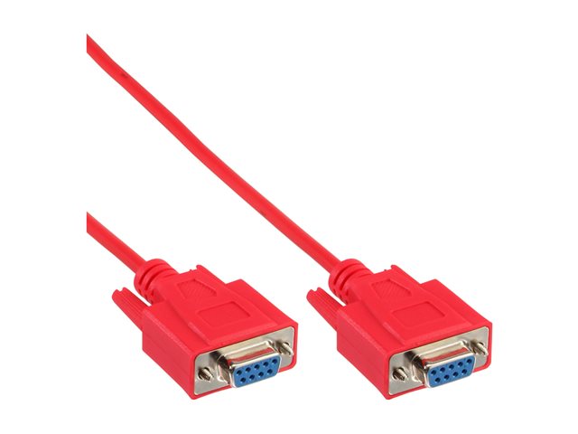 InLine - Nullmodemkabel - DB-9 (W) zu DB-9 (W) - 3 m - geformt, Daumenschrauben - Rot
