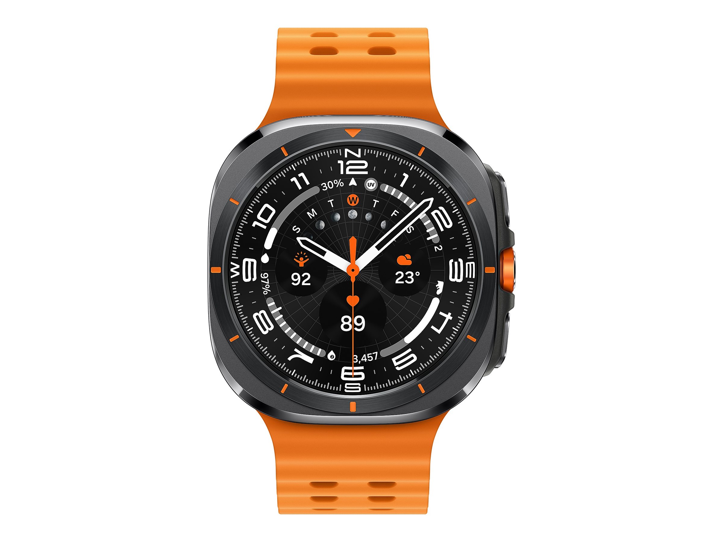 Samsung Galaxy Watch Ultra - 47 mm - titanfarben grau - intelligente Uhr mit Marineband - Gummi - Orange - Bandgröße: S/M/L - Anzeige 3.73 cm (1.5") (SM-L705FZA2DBT)