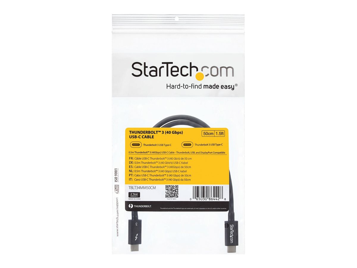 StarTech.com 2m (6.6ft) Thunderbolt 3 Cable
20Gbps
100W PD
4K Video
Thunderbolt-Certified
Compatible w/ TB4/USB 3.2/DisplayPort - Thunderbolt-Kabel - 24 pin USB-C zu 24 pin USB-C - 2 m