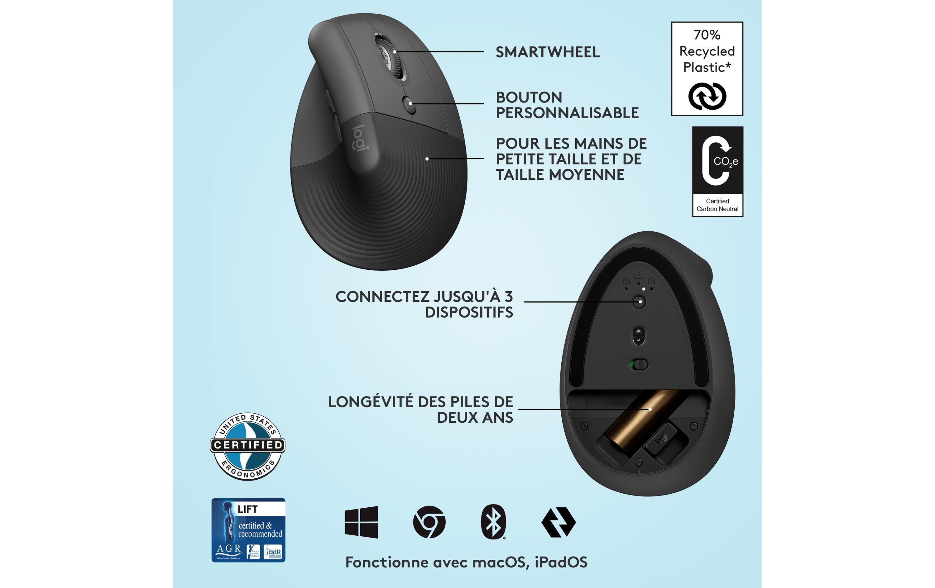 Logitech Ergonomische Maus Lift Graphite