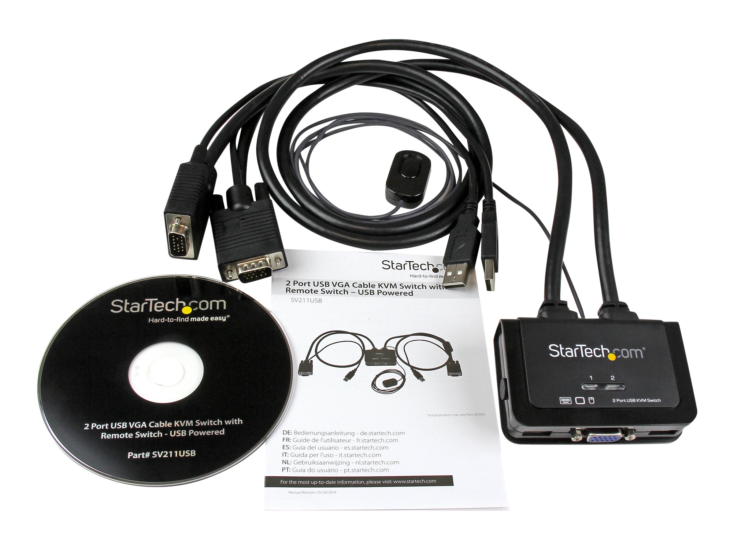 StarTech.com 2 Port VGA USB KVM Switch Kabel - VGA KVM Umschalter USB Powered mit Fernumschaltung - KVM-Switch - 2 x KVM port(s) - 1 lokaler Benutzer - Desktop