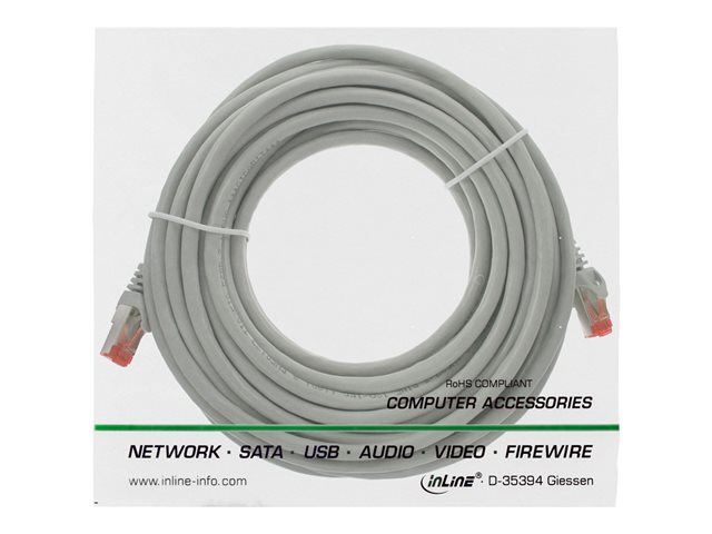 InLine - Patch-Kabel - RJ-45 (M) zu RJ-45 (M) - 5 m - SSTP-Kabel - CAT 6 - geformt - Grau