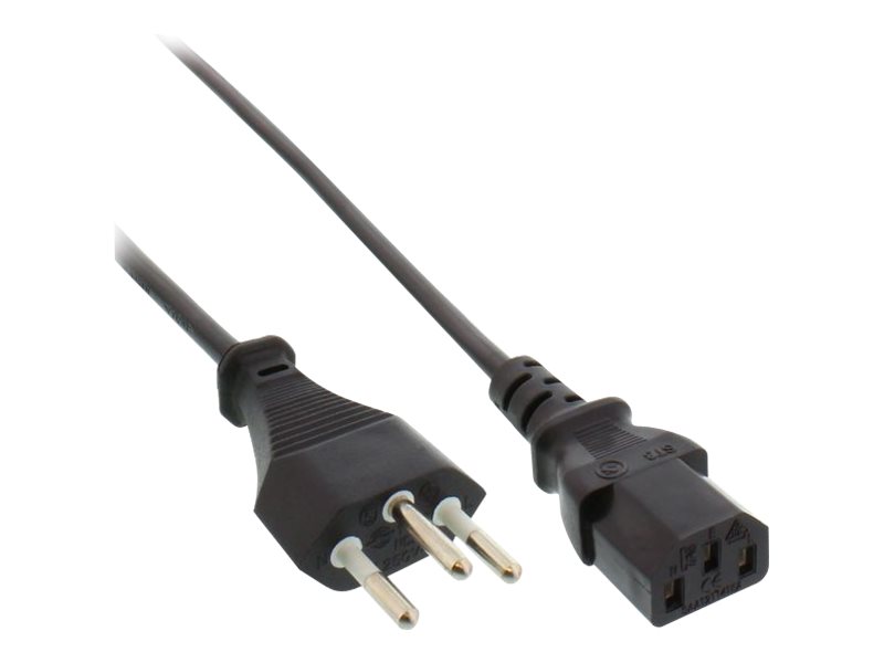InLine - Stromkabel - SEV 1011 (S) bis IEC 60320 C13 - 250 V - 10 A - 3 m - Schwarz - Schweiz