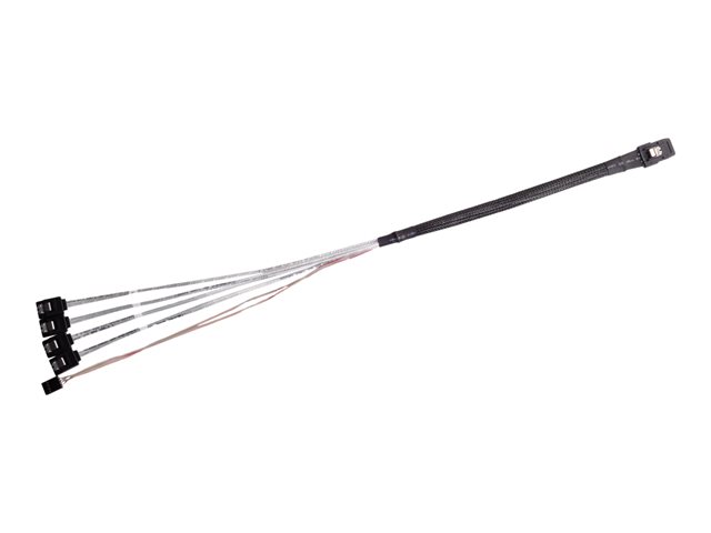 SilverStone CPS03 - SATA- / SAS-Kabel - mit Sidebands - 4-Lane - Mini SAS (SFF-8087) (M) bis SATA, Seitenband (W) - 50 cm - Schwarz