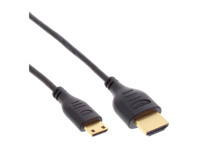 InLine High Speed Premium - HDMI-Kabel mit Ethernet - 19 pin mini HDMI Type C männlich zu HDMI männlich - 50 cm - dreifach abgeschirmtes Twisted-Pair-Kabel - Schwarz - 4K Unterstützung
