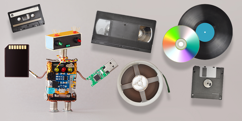Verschiedene Speichermedien aus unterschiedlichen Epochen