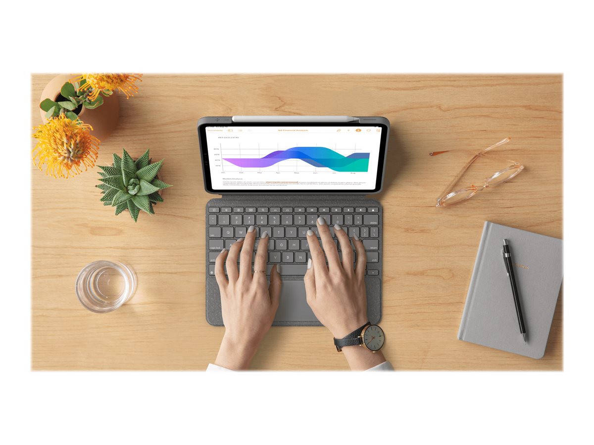 Logitech Combo Touch - Tastatur und Foliohülle - mit Trackpad - QWERTY - US International - Oxford Gray Eingabegerät