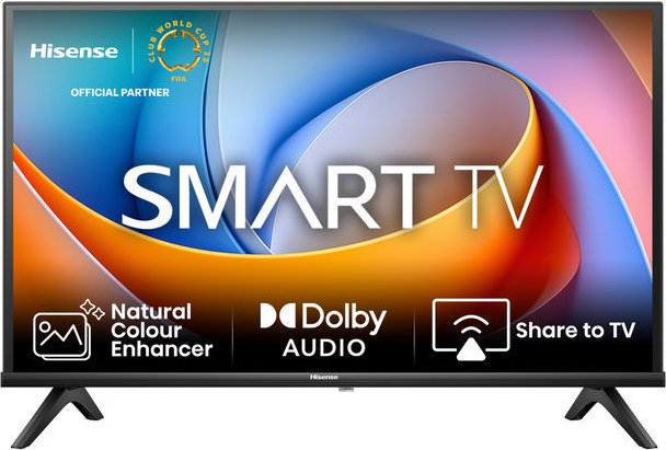 Hisense 40A4Q 40'' HD Smart TV schwarz - 101,6 cm - 40" - 200 cd/m² - 5.000:1 - 9,5 ms - HD (1366x768) - LED-Backlight TFT - 1080p - DVB-C - DVB-S2 - DVB-T2 - HDMI 
