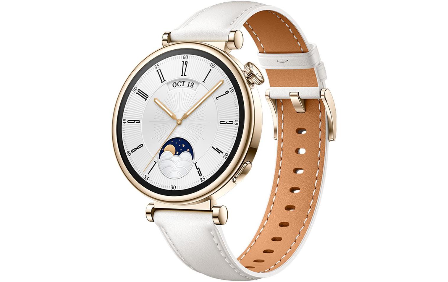 Huawei Watch GT 4 - Edelstahl - intelligente Uhr mit Riemen - weiß