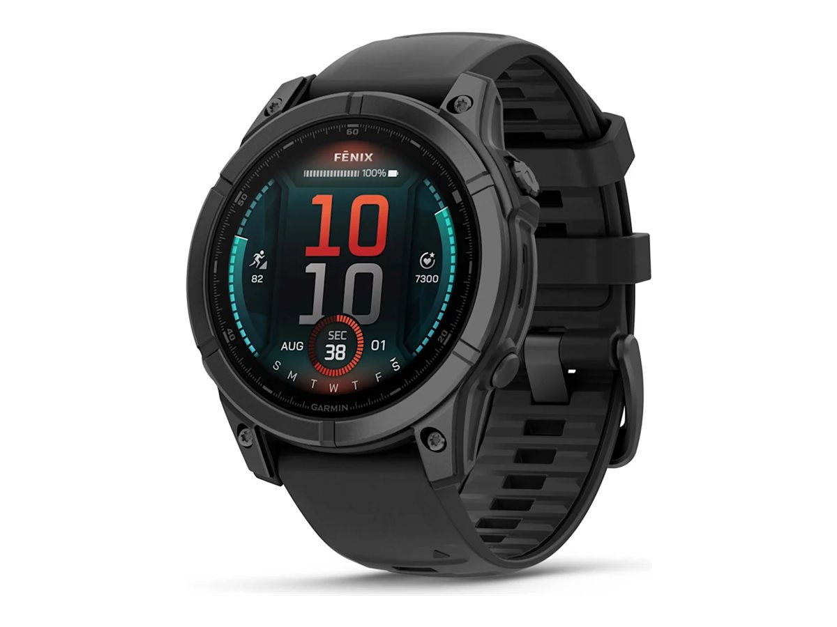 Garmin fenix E - schiefergrau Stahl - Sportuhr mit Band - schwarz - 16 GB