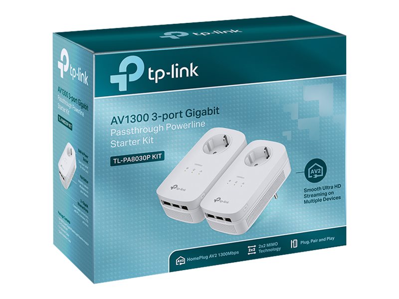 TP-Link TL-PA8030P KIT - Starter Kit - Powerline Adapter - an Wandsteckdose anschließbar