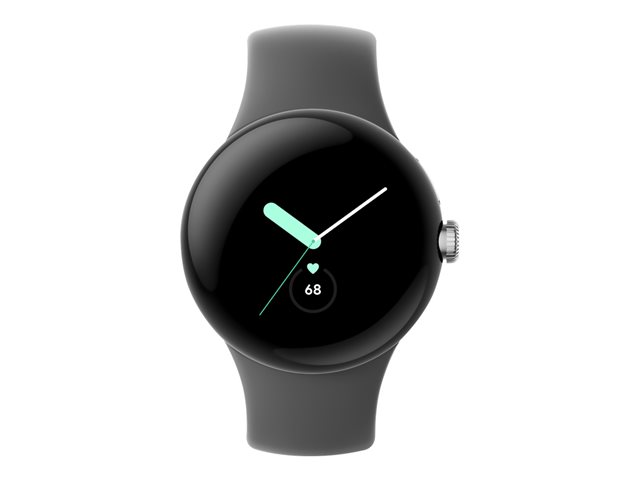 Google Pixel Watch - Silber poliert - intelligente Uhr mit Active Armband - dunkelgrau - 32 GB