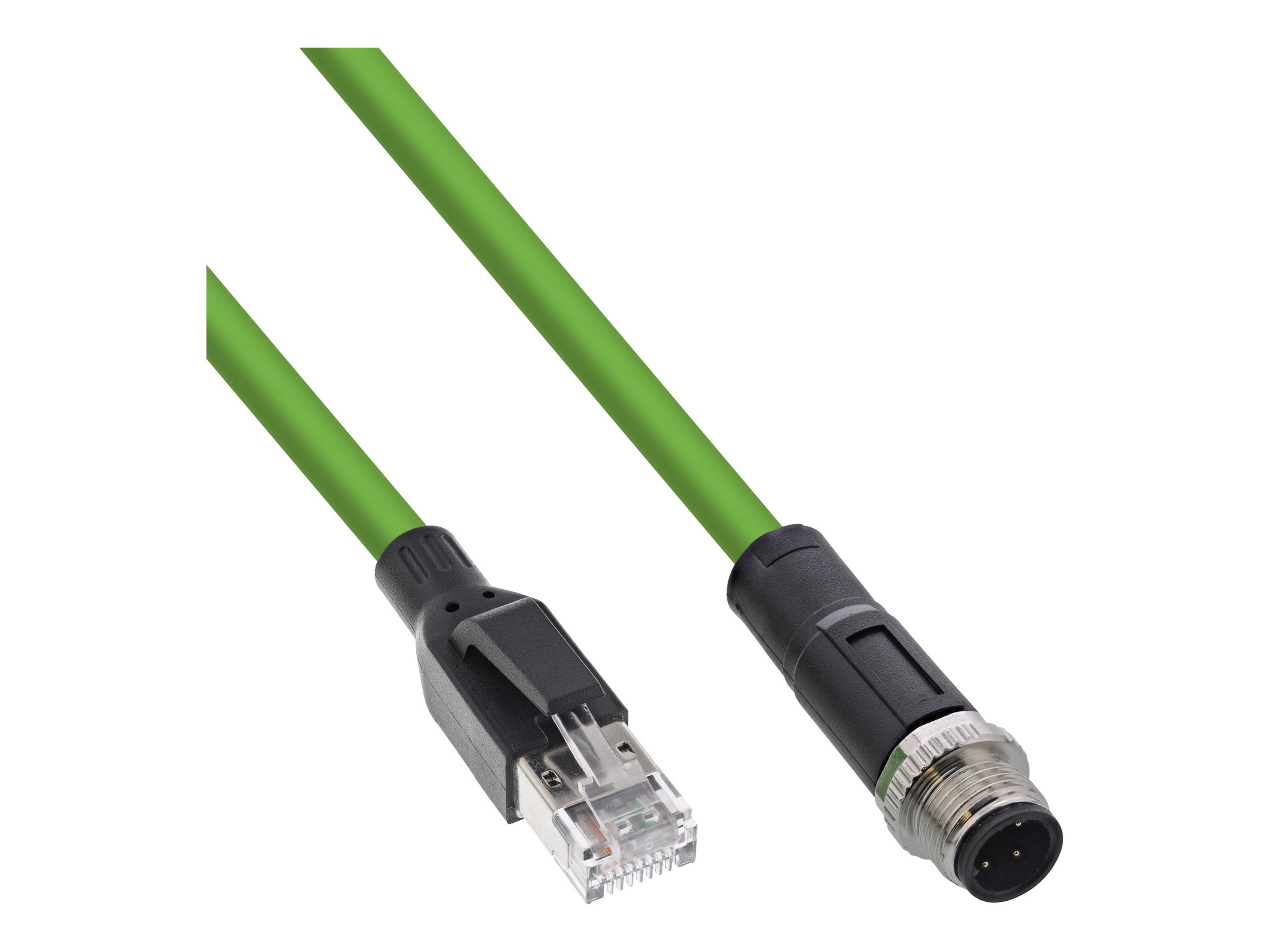 InLine - Netzwerkkabel - 4-polig M12-D (M) zu RJ-45 (M) - 10 m - 6.5 mm - SF/UTP - CAT 5e - halogenfrei, ohne Haken, D-kodiert - grün