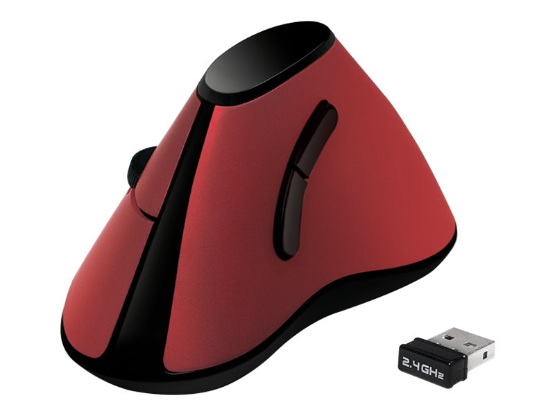 LogiLink Ergonomic Vertical - vertikale Maus - 2.4 GHz - Rot