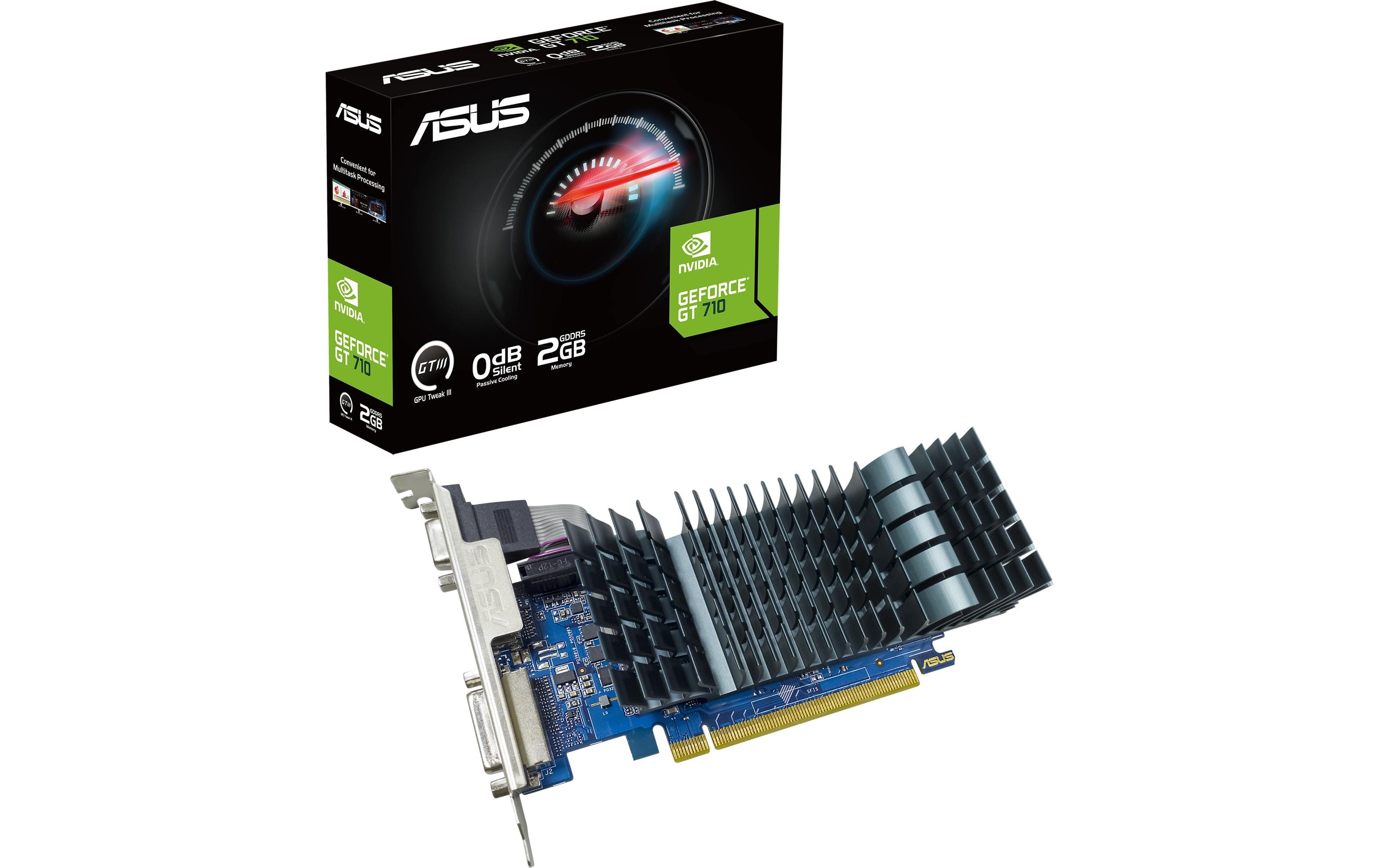 ASUS GeForce GT 710 EVO - Grafikkarten - GF GT 710 - 2 GB DDR3 - PCIe 2.0 Low-Profile - DVI, HDMI, D-Sub - ohne Lüfter