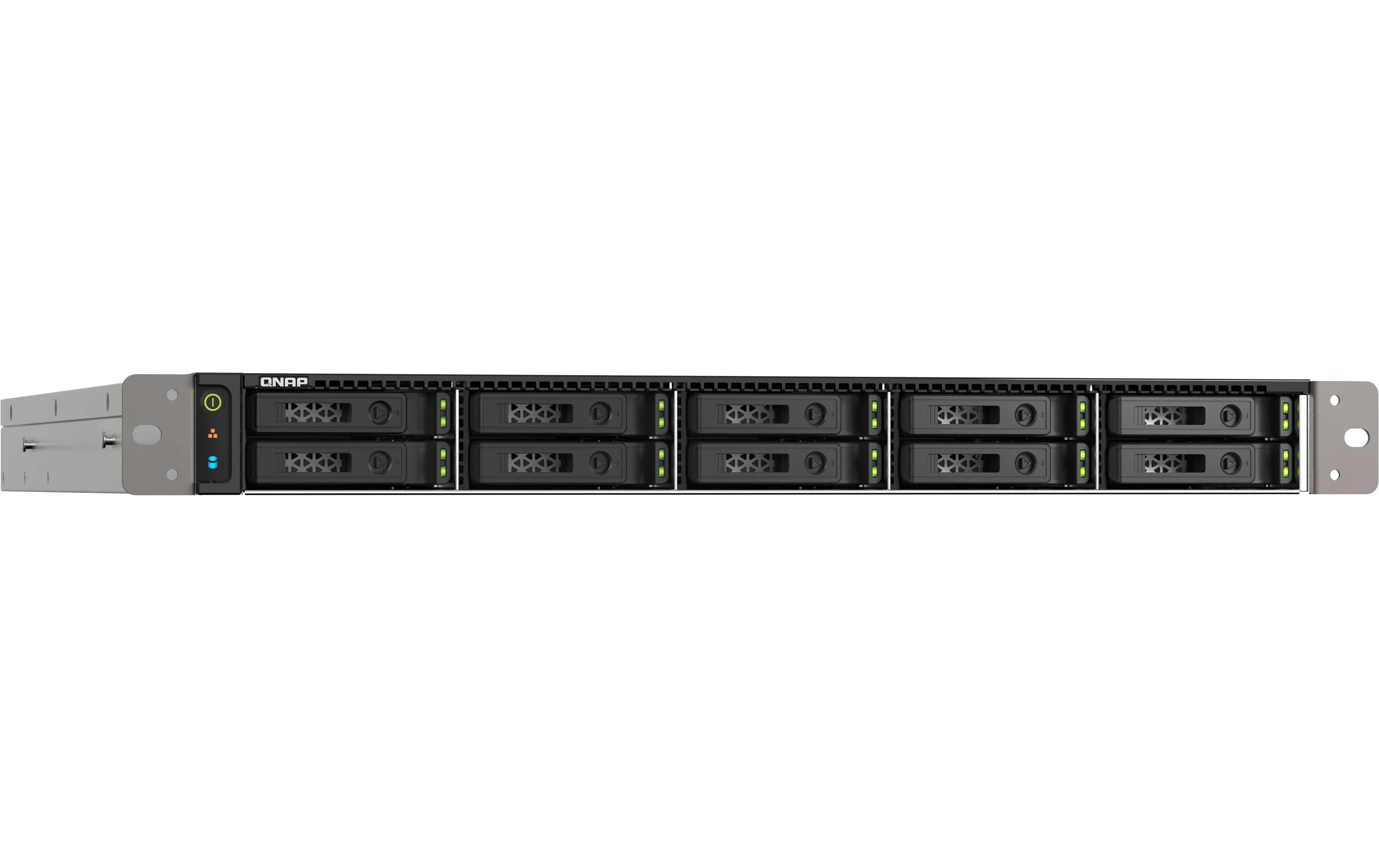 QNAP TS-h1090FU - NAS-Server - 10 Schächte - Rack - einbaufähig - SATA 6Gb/s / PCIe (NVMe) / U.2 - RAID 0, 1, 5, 6, 10, 50, JBOD, 60 - RAM 64GB - 25 Gigabit Ethernet / 2,5 Gigabit Ethernet - iSCSI Support - 1U (TS-H1090FU-7232P-64G)
