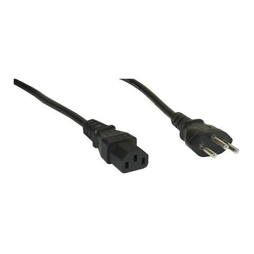InLine - Stromkabel - SEV 1011 (M) zu power IEC 60320 C13 - Wechselstrom 250 V - 10 A - 1.8 m - Schwarz - Schweiz