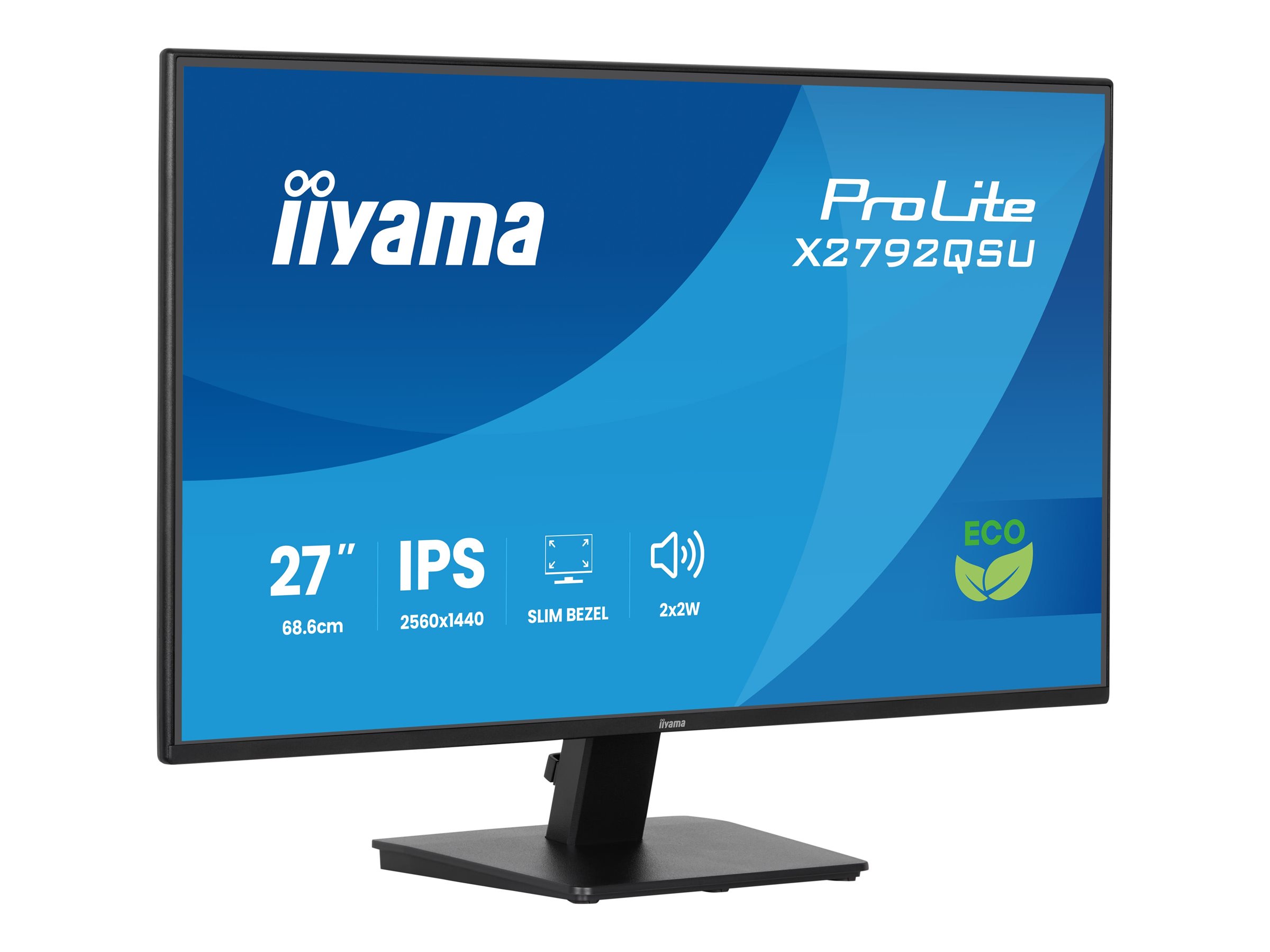 iiyama ProLite X2792QSU-B1 - LED-Monitor - 68.6 cm (27") - 2560 x 1440 WQHD @ 70 Hz - IPS - 350 cd/m² - 1000:1 - 5 ms - HDMI, DVI, DisplayPort - Lautsprecher - Schwarz, Matte