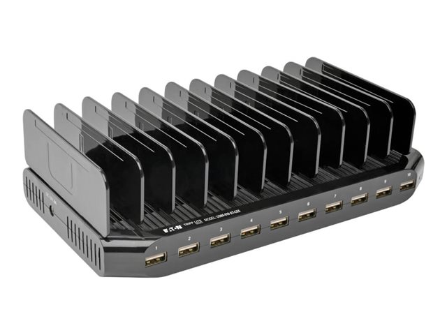 Tripp U280-010-ST-CEE 10-Port-USB-Ladestation mit einstellbarem Speicher - 12 V 8 A (96 W) USB-Ladegerät-Ausgang - Schuko-Netzkabel - Jede Marke - USB - Schwarz - Digital/Daten - 4-polig