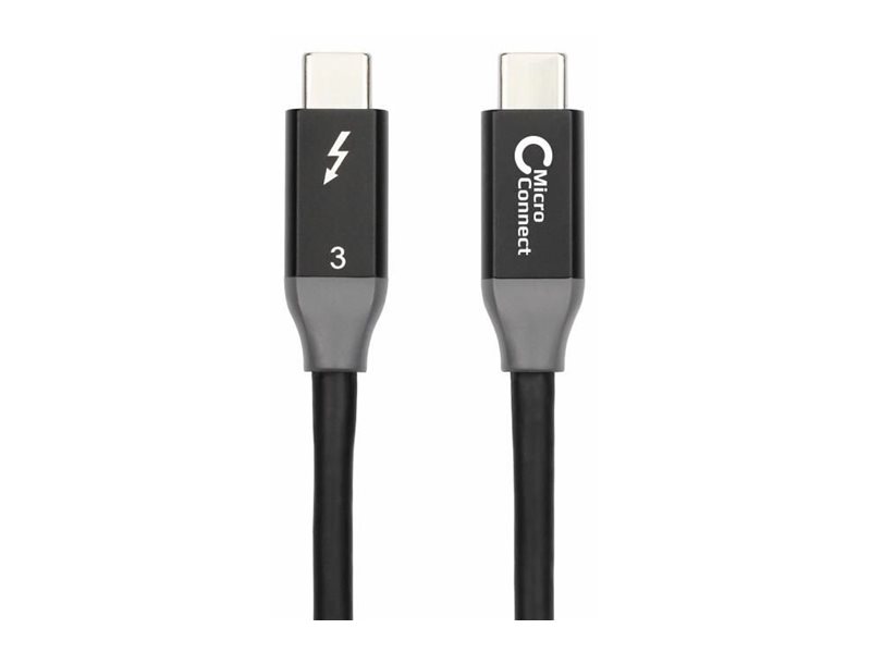 MicroConnect - Thunderbolt-Kabel - 24 pin USB-C (M) zu 24 pin USB-C (M) - USB 3.1 Gen 2 / Thunderbolt 3 - 2 m - USB-Stromversorgung (100 W), Support von 4K 60 Hz - Schwarz