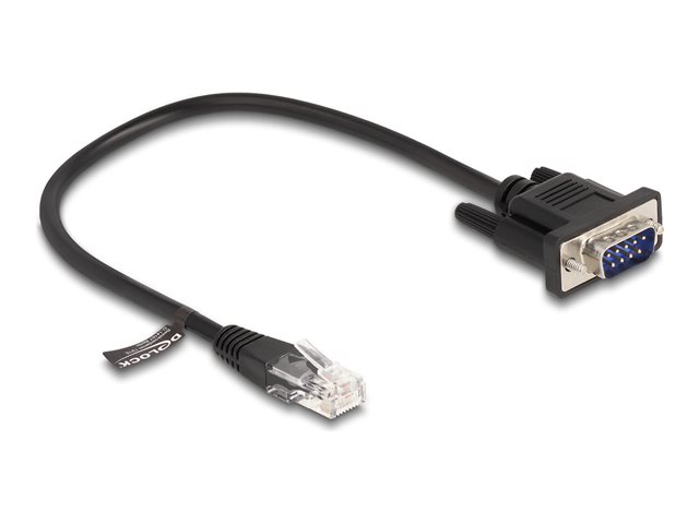 Delock - Serielles RS-232-Kabel - RJ-45 (M) zu DB-9 (M) - 30 cm - 4.5 mm - geformt, Daumenschrauben - Schwarz